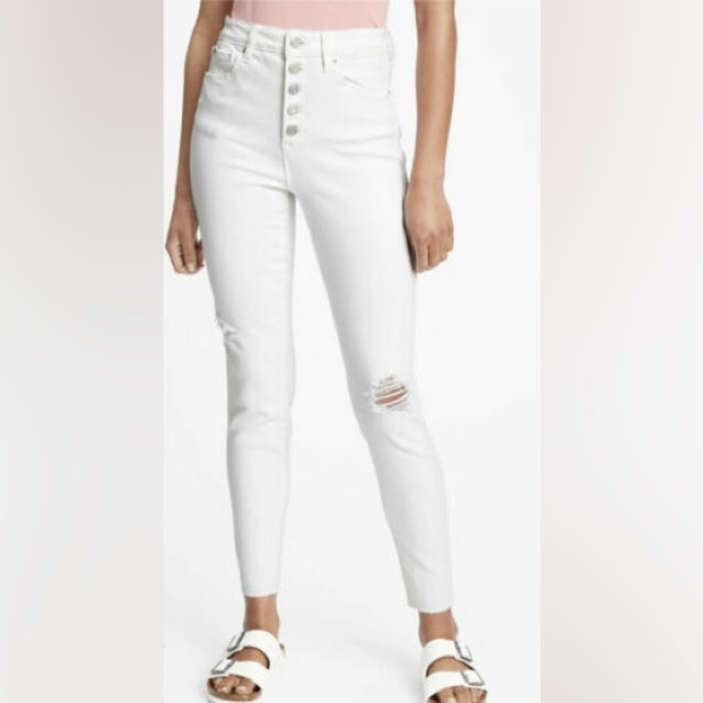 GAP High Rise Destructed Universal Legging Jeans White‎ Women’s Size 10/30 EUC
